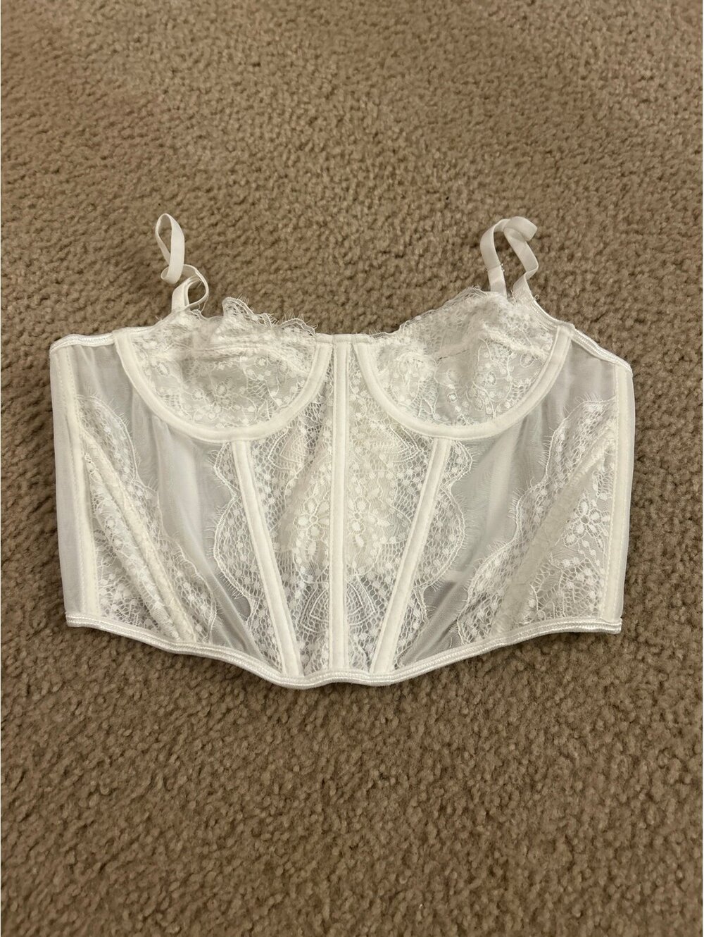C712 bra white crop top see thru
